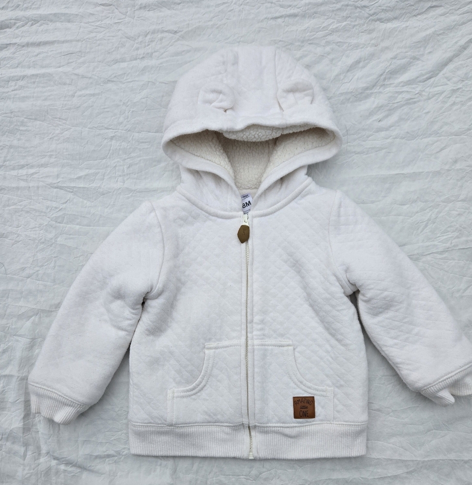 H&M White Zip-Up Hoodie Sweatshirt